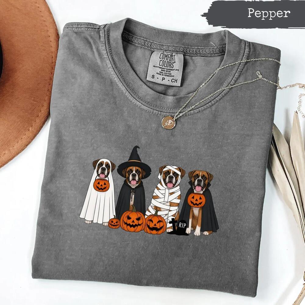 Halloween Boxer Dogs Shirt, Spooky Puppy Tee, Dog Lover Halloween